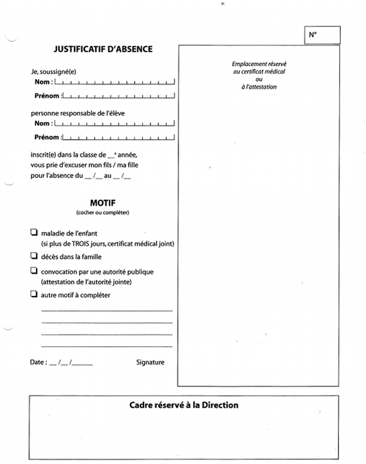 Modele De Lettre D Excuse Pour Absence Scolaire  Exemple de Lettre