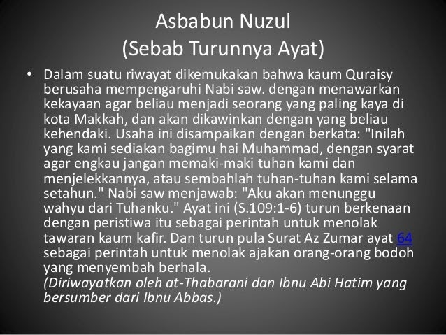 Sebab Turunnya Surat Al Kafirun Secara Singkat Contoh Seputar Surat