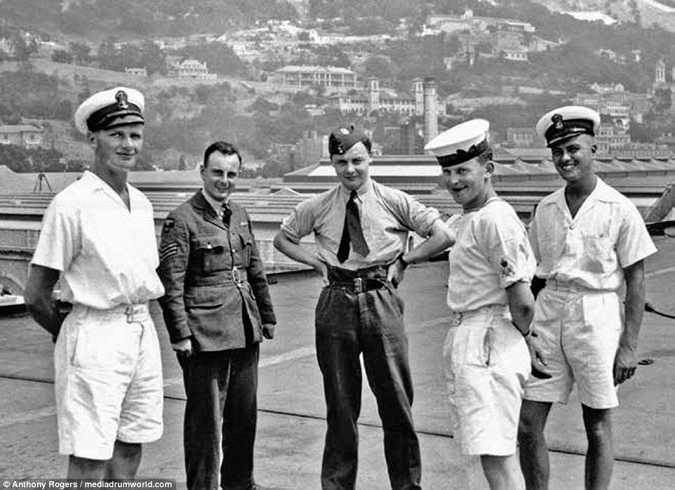 Pictured are servicemen in Gibraltar on their way to Malta in July 1940. Sergeant Bill Timms is second from left, while the sergeant pilot to his left is thought to be Roy O'Donnell, who died two weeks later as a result of a low-level bale-out from his Hurricane on 11 January 1941