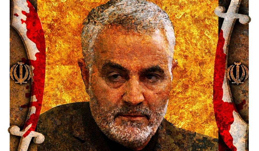 Illustration of Qassem Suleymani by Alexander Hunter/The Washington Times