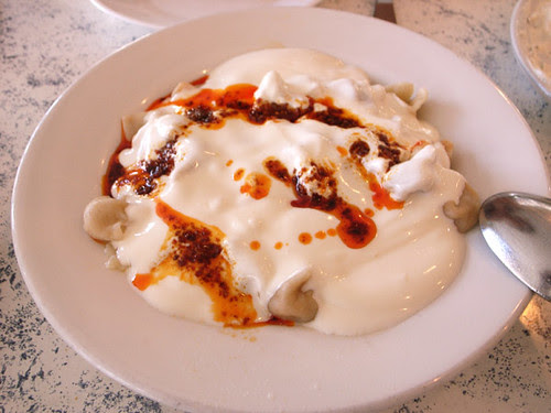 Turkish Manti with yogurt - Sömine restaurant, Hackney