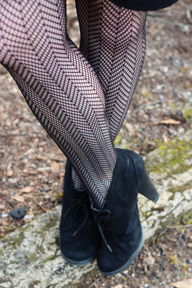 herringbone fishnet tights and black ankle boots herringbone fishnet tights and black ankle boots