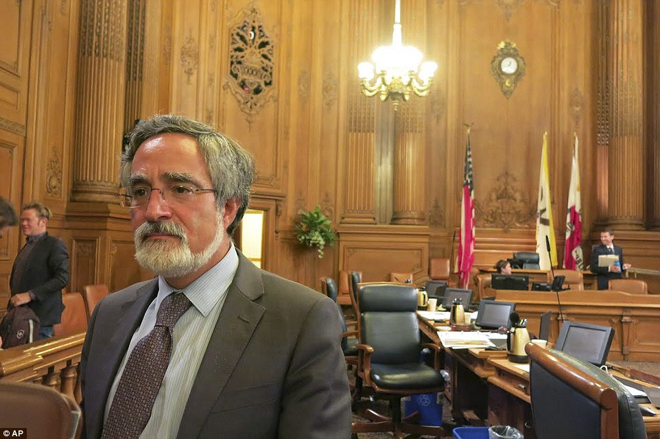 City Hall Supervisor Aaron Peskin attends a public hearing at City Hall he called to determine why the Millennium Tower is sinking and why its structural problems were kept quiet for years 