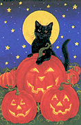 Halloween black cat pumpkins
