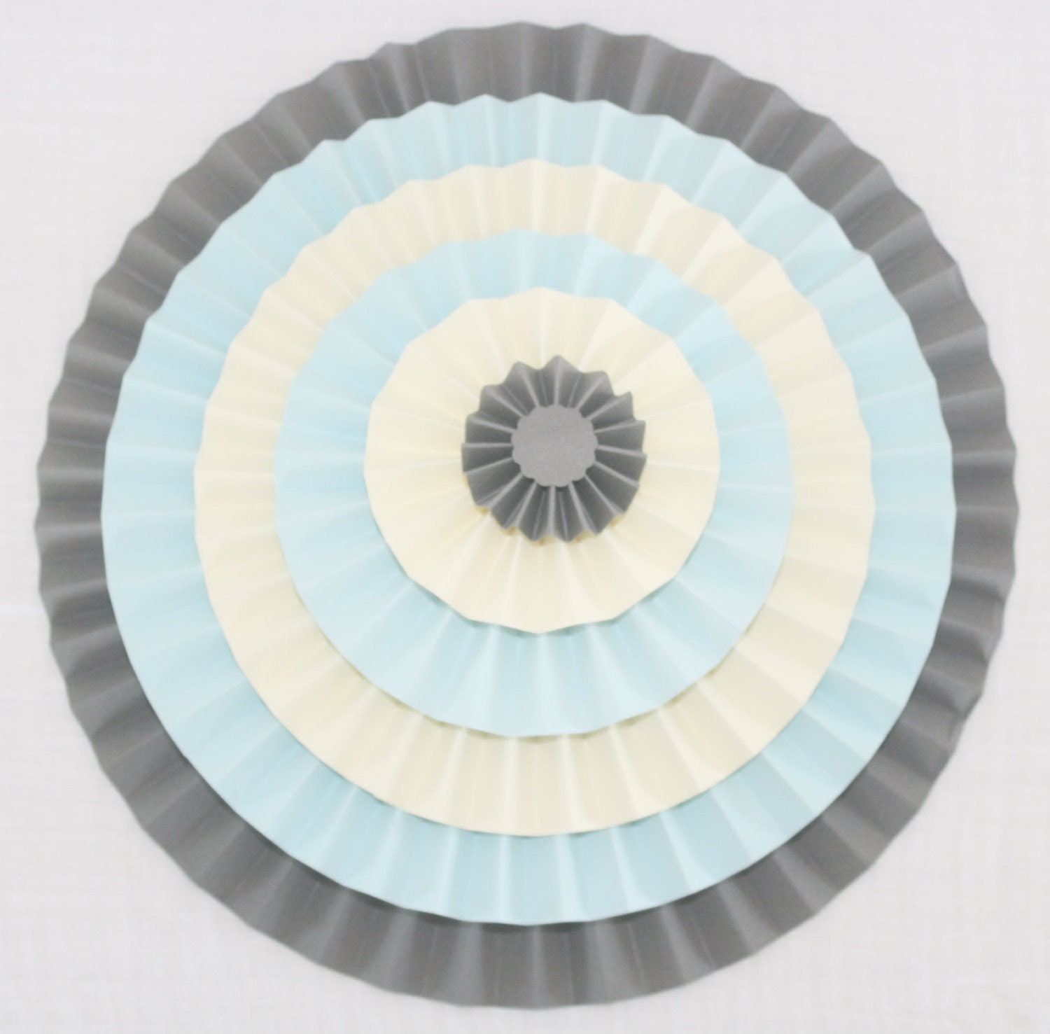 Light Aqua Blue, Cream, and Gray BLOSSOMS ** set of 6 Paper Fans** - CascadeViewCreations Light Aqua Blue, Cream, and Gray BLOSSOMS ** set of 6 Paper Fans** - CascadeViewCreations