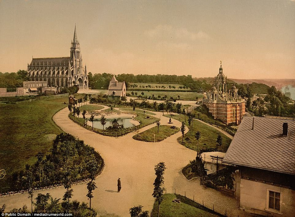 Another stunning shot shows the Notre Dame de Bon Secours (left) and Joan of Arc's monument (right) in Rouen, Normandy