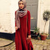 Jilbab Merah Maroon Motif