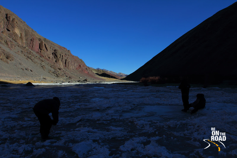 In the middle of the frozen Indus river at Mahe