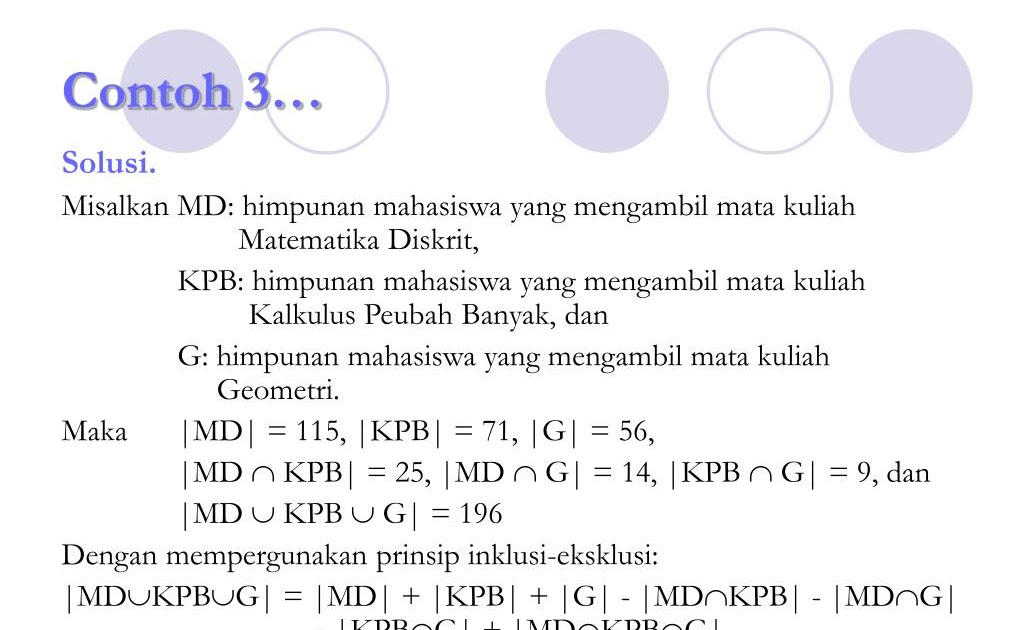 Contoh Soal Inklusi Dan Eksklusi Matematika Barisan Contoh
