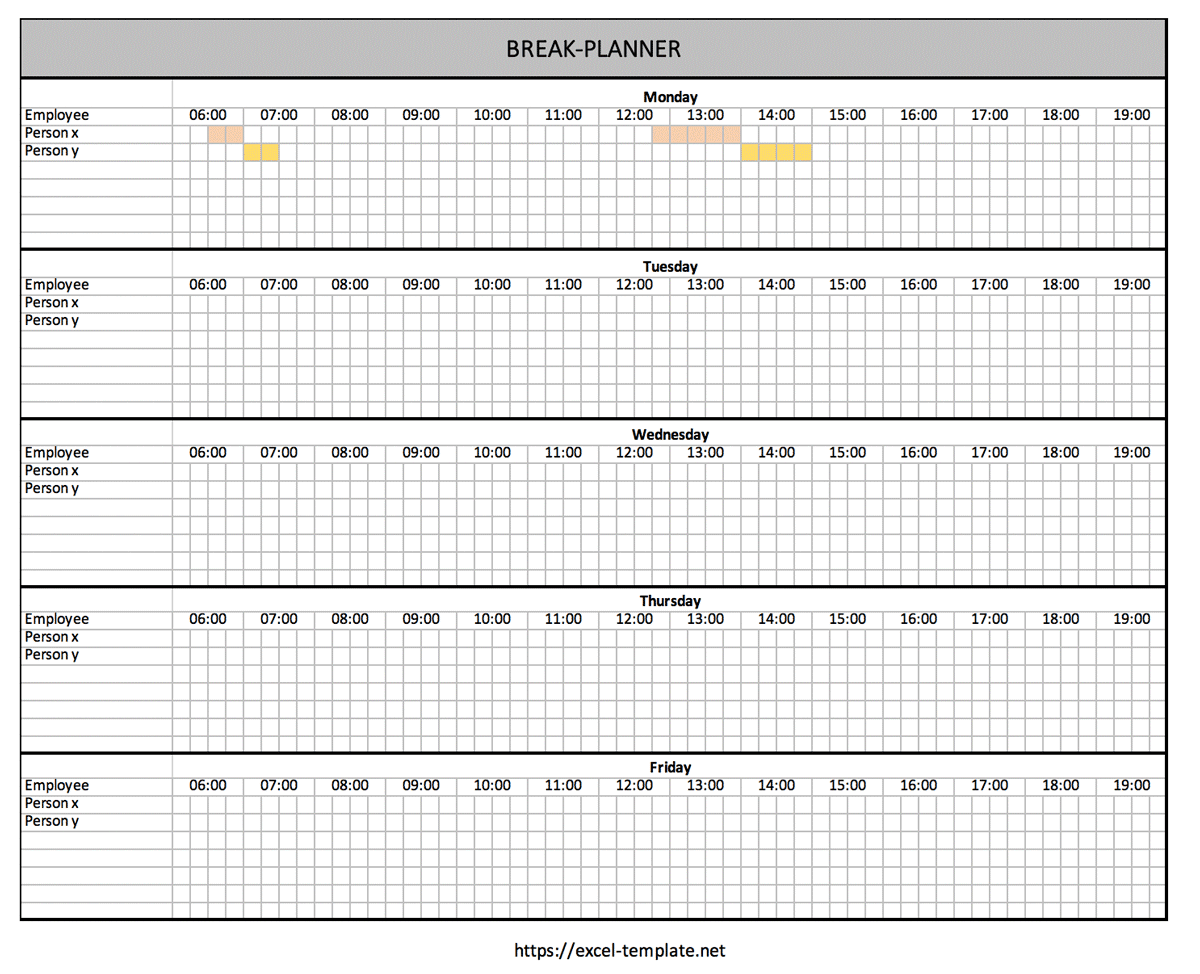 6+ Lunch And Break Schedule Template Sample Excel Templates