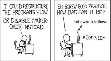 I could disable Macker-check instead