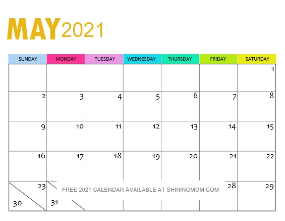 Shining Mom Calendar 2022 Printable - Blank Calendar 2022