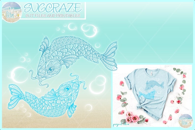 Free Svg Koi Fish With Line Art Style Bundle File For Cricut - King SVG