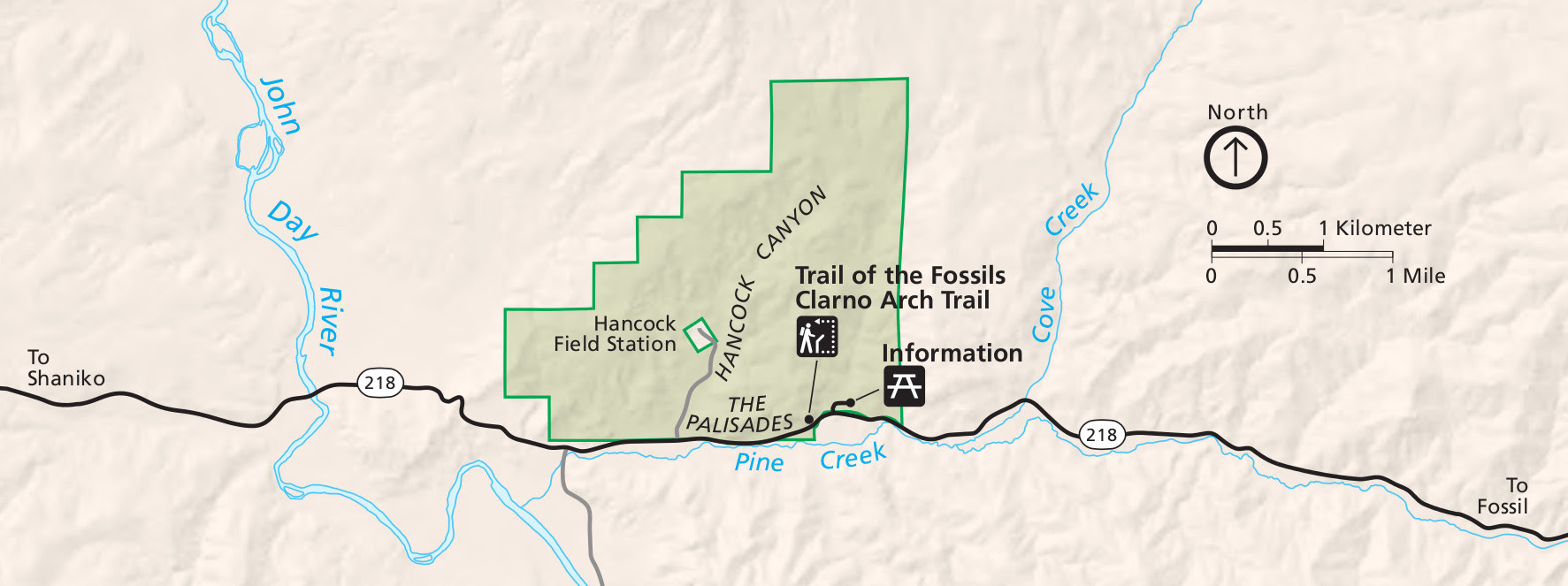 John Day Fossil Beds Map Map Of The World