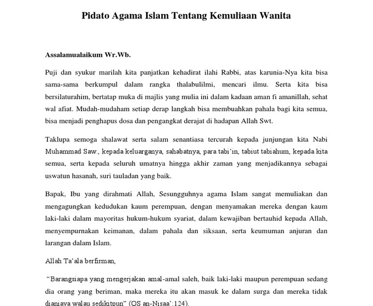 Teks Dakwah Tentang Kemuliaan Wanita