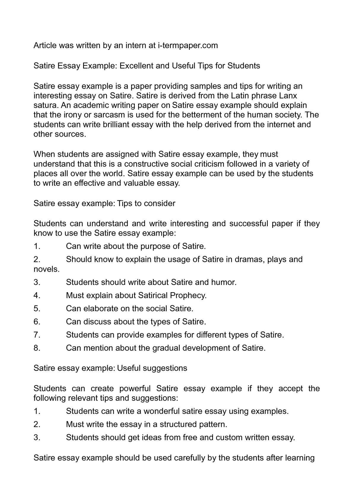 control How to write a satire essay outline - 