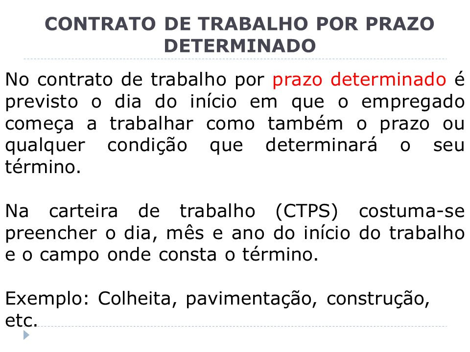 Contrato Individual De Trabalho Por Prazo Determinado E Indeterminado