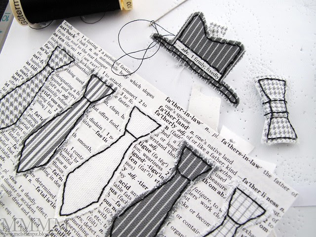 fedora & ties on printed canvas mel stampz