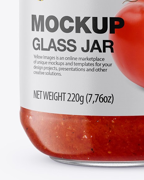 Download Clear Glass Jar With Sweet Chili Sauce Mockup Glass Jar With Sauce Mockup In Jar Mockups On Yellow Images Object PSD Mockup Templates