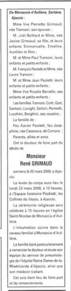 Décès Grimaud René