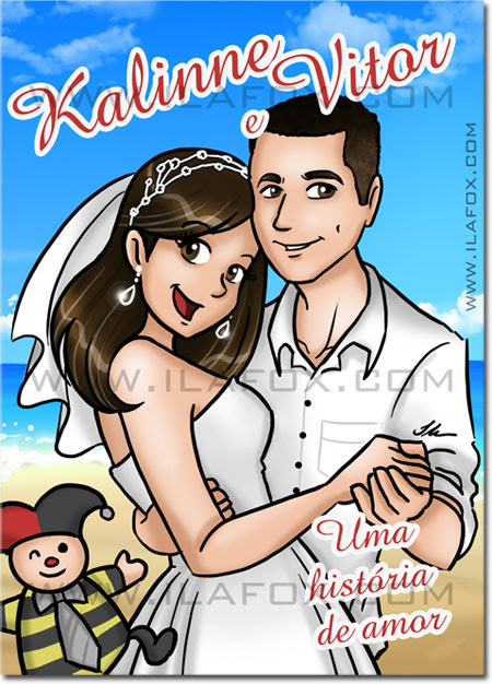 Convite em quadrinhos personalizado, história do casal, convite com história em quadrinhos, convite original, by ila fox