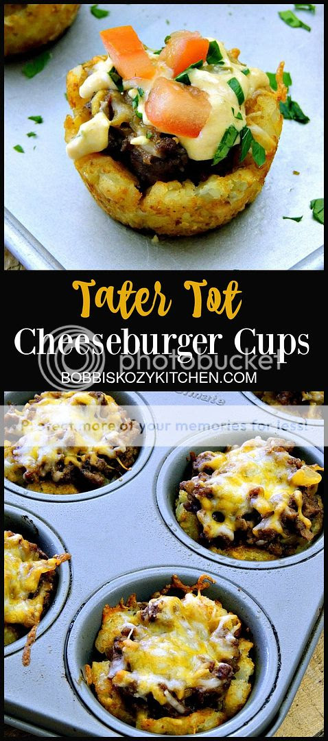 Change up your burger game with these fun, kid friendly, tater tot cheeseburger cups. From www.bobbiskozykitchen.com