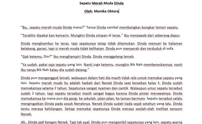 Contoh Cerpen Tentang Pembentukan Karakter Anak Bangsa
