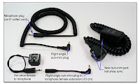 HS1015: Hot Shoe to mini plug on thin wire, coiled sync cord, short connecting cord, and OCC with Aux Sync Jacks