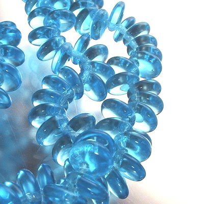 s14591 Glass - 6 mm Offset Lentils - Aqua (Strand 50)