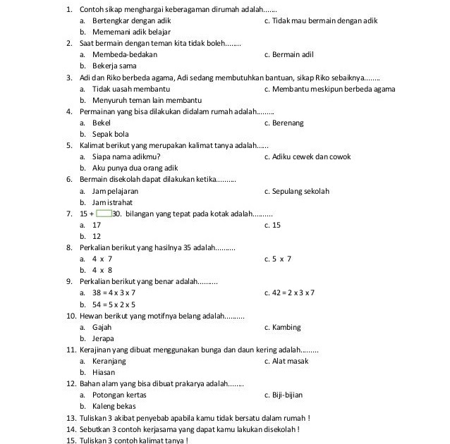 Soal Matematika Kelas 7 Semester 2 Untung Rugi Dan