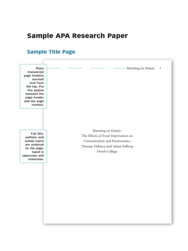 Sample Student College Apa Format Paper - 7+ APA Format Title Page