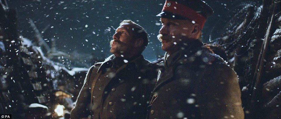 Scene: The advert starts with soldiers singing Silent Night in their respective languages as snow falls on the trenches