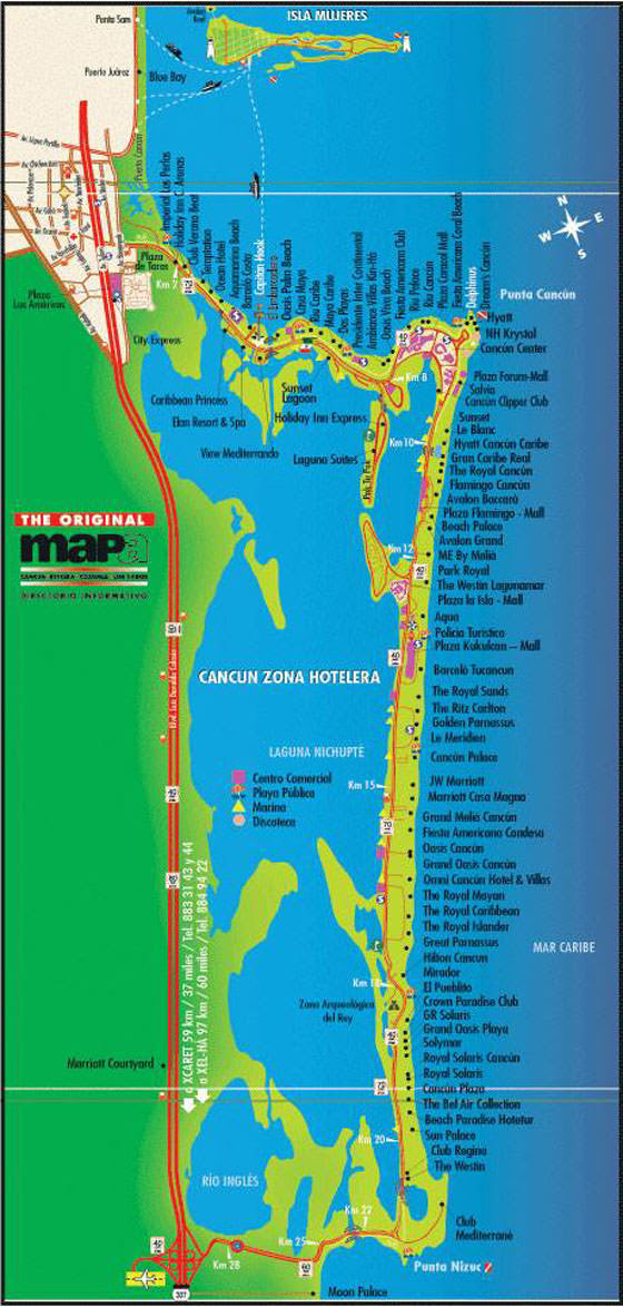 Cancun Tourist Attractions Map | Boston Massachusetts On A Map