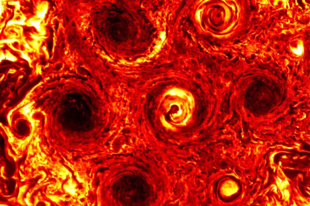 Scientists stumped by strange polygon-shaped cyclones on Jupiter