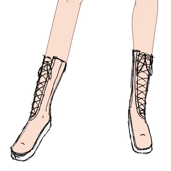 Easy Anime Girl Shoes Drawing
