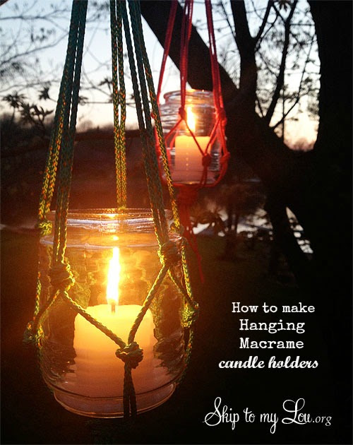 macrame hanging candle holder