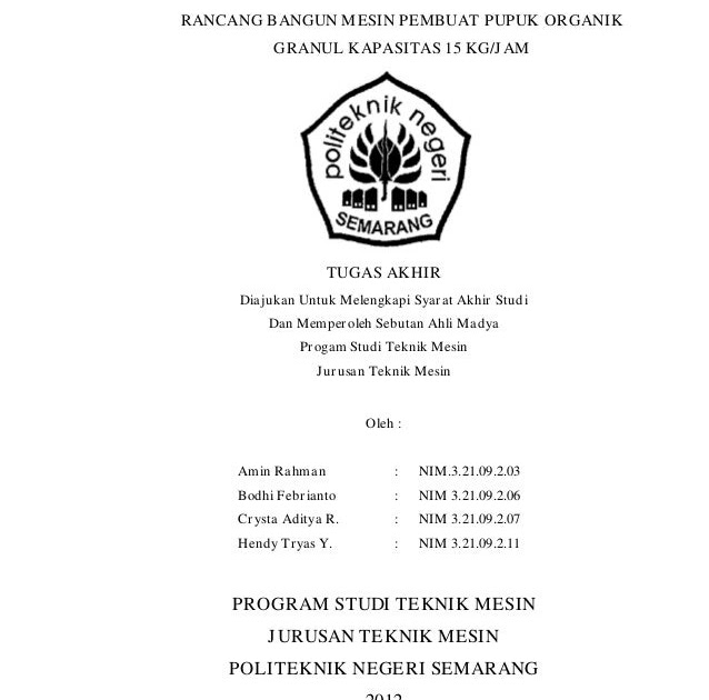 Contoh Skripsi Teknik Mesin Pembuatan Alat Pejuang Skripsi