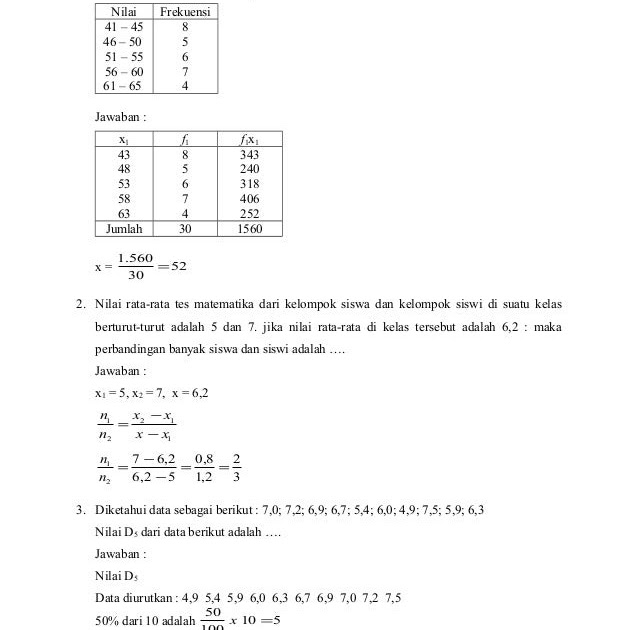 Contoh Soal Dan Pembahasan Tentang Statistika