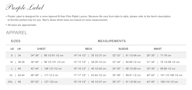 ralph lauren children's size chart