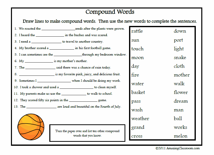 Compound Words Worksheet For Grade 4 Pdf - Easy Worksheet