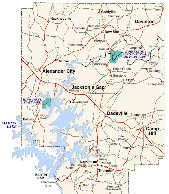 Map Of Tallapoosa County Alabama | Map Of West