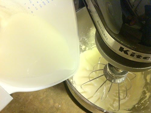 Pouring Goat Milk into Egg Yolks