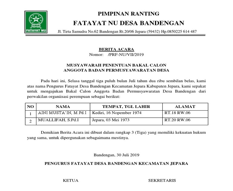Contoh Surat Rekomendasi Nu Ranting / Contoh Surat