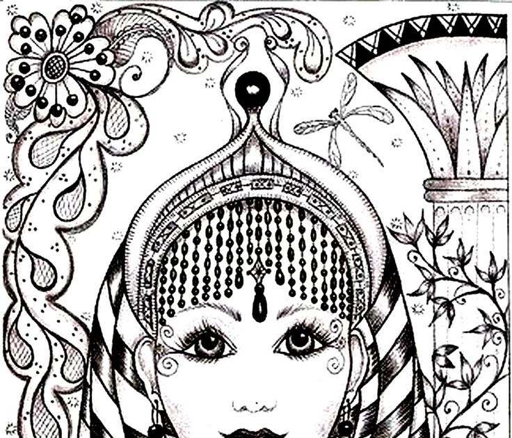 Coloriage Adulte Visage Femme  30000 ++ collections de pages à