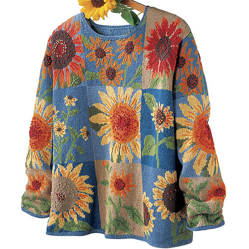 knitted sunflower pullover