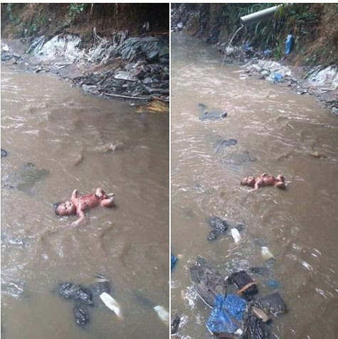 Mother Dumps Her New Born Baby In A Canal. Graphic Photos