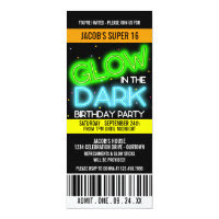 Glow in the Dark Super 16 Party Card