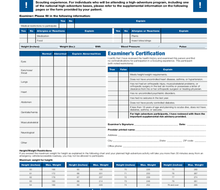 Boy Scout Medical Form Part A And B Fillable Form - Printable Forms ...