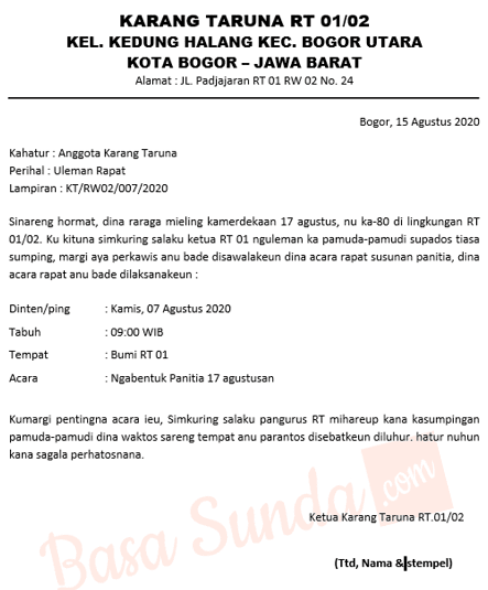 77 Koleksi Contoh Surat Undangan Rapat Rt Bahasa Sunda Gratis Terbaik Contoh Undangan