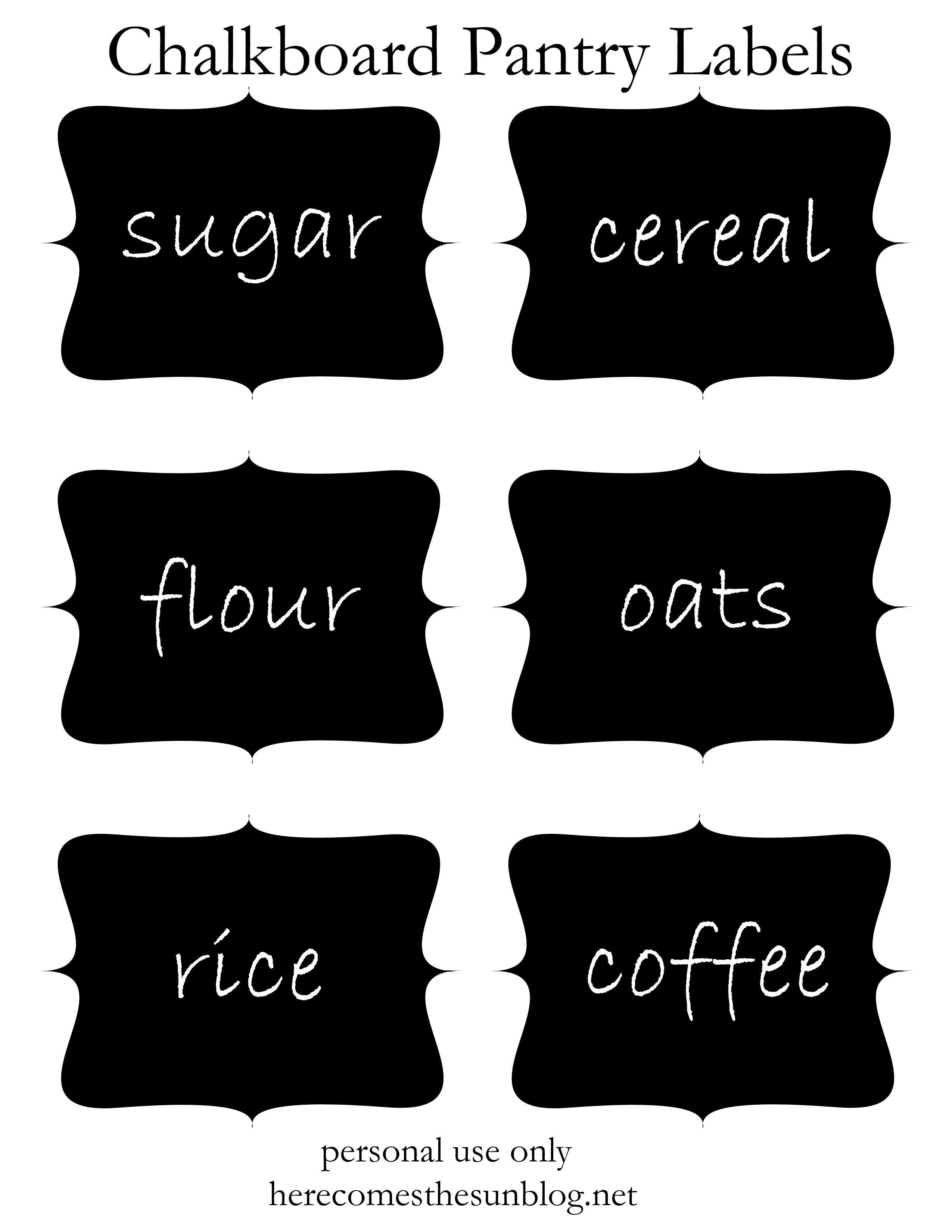 chalkboard pantry labels free printable here comes the sun